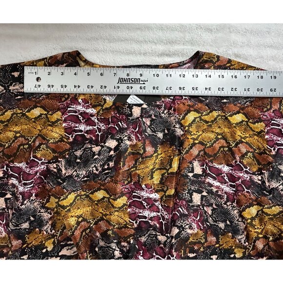 Marc New York Womens Snake Print Tie-Hem Top Blouse Medium Purple/Gold/Black New - Picture 5 of 7